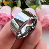 Shiny Tungsten Pipe Cut Polished 12mm 10mm Large Men Comfort Fit Wedding Band Fashion Jewelry