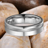 Customized Inlay, 1.5mm Offset Groove Pipe Cut Matte 6MM Gold/Silver Tone Tungsten Blank Core Comfort Fit Rings