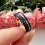 Terrific Offset Groove Brushed Finish 6mm 8mm Mens Womens Tungsten Carbide Ring Comfort Fit Wedding Bands