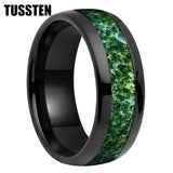 Green Moss Agate Inlay 6/8MM Dome Edges Tungsten Carbide Rings Mens Womens Fashion Engagement Wedding Bands