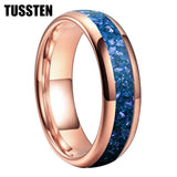 Awesome Blue Crystal Stone Inlaid 4/6/8MM Men's and Women's Comfortable Fit Wedding Tungsten Rings