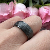 Marvelous Domed Stepped Edges 6mm 8mm Tungsten Hammer Comfort Fit Engagement Wedding Band Men, Women Trendy Jewelry