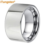 Shiny Tungsten Pipe Cut Polished 12mm 10mm Large Men Comfort Fit Wedding Band Fashion Jewelry