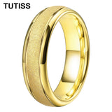 Superb 6/8mm Sandblasted Gold Tungsten Comfortable Fit Ring for Men and Women Fashion Engagement Wedding Band