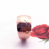 New Arrival 14K Filled Rose Gold Engraved Small Flower Glossy Shiny Wide Rings for Women - Banquet Jewelry