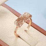 New Vintage Geometric Pattern Elegant Curve Filled 14K Rose Gold Rings for Women Simple Wedding Rings Fine Jewelry