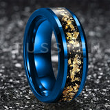 Awesome Gold Foil Inlaid 6/8MM Tungsten Men's and Women's Comfortable Fit Wedding Rings