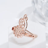 New Fashion Filled 14K Rose Gold Unusual Metal Sculpture Flower Rings - Ethnic Bride Vintage Wedding Jewelry