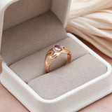 Luxury Purple Oval Filled 14K Rose Gold AAA Zircon Crystals Rings For Women, Bridal Fine Jewelry Trendy Rings