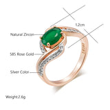 New Arrival Vintage Design Luxury Filled 14K Rose Gold Dark Green AAA Zircon Rings For Women Fine Jewelry