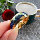 Awesome Blue Crystal Stone Inlaid 4/6/8MM Men's and Women's Comfortable Fit Wedding Tungsten Rings