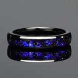 Awesome 4/8mm Colorful Nebula Outer Space Black Tungsten Wedding Engagement Ring - Couple Set For Him And Her