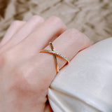 New Micro-wax Vintage Luxury Geometry Cross 14K Filled Rose Gold Rings AAA+ Cubic Zirconia Diamonds Fine Jewelry