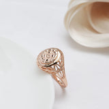 New Arrival Glossy Filled 14K Rose Gold Unique Pattern Round Rings for Women - Ethnic Bride Wedding Jewelry