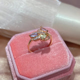 Colorful Crystal Flower Design Romantic 14K Filled Rose Gold Bride Fine Rings Lover's Fine Jewelry Luxury Gift