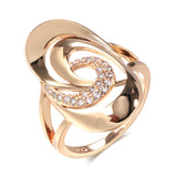 Unusual Minimalist Geometry 14K Rolled Rose Gold AAA Zircon Diamonds Rings Daily Women Fine Fashion Jewelry