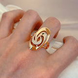 Luxury Spiral Big Size Rolled 14K Rose Gold AAA Zircon Diamonds Micro Wax Inlay Party Wedding Rings Fashion Jewelry