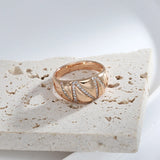 Luxury Geometric Personality AAA Zircon Diamonds Wide Face Women's 14K Filled Rose Gold Trendy Party Jewelry Rings