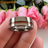Popular Real Wood Inlay 8mm Men and Women Classic Tungsten Carbide Ring Comfort Fit Wedding Band
