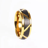 Amazing Brushed Groove Beveled Edge Pattern Black Gold Color 6mm/8mm Mens Tungsten Engagement Ring Wedding Bands