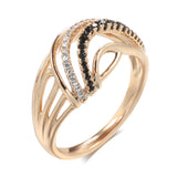 Luxury Marvelous Filled 14K Rose Gold Hollow Black White AAA+ Zircon Diamonds Ring - Ethnic Wedding Fine Jewelry