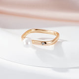 Designer Works Simple Square Pearl Ring For Women Filled Rose Gold of 14-Karat Purity Luxury Jewelry