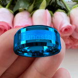 Popular Beveled Center Brushed and Polished 10mm Large Ring Men's Tungsten Engagement Comfortable Fit Ring