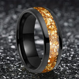 Outstanding Inlaid Gold colored crystal stone 4/6/8MM Men's and Women's Comfortable Fit Wedding Tungsten Ring