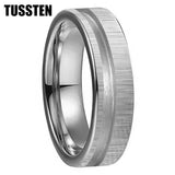 Customized Inlay, 1.5mm Offset Groove Pipe Cut Matte 6MM Gold/Silver Tone Tungsten Blank Core Comfort Fit Rings