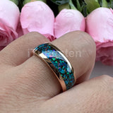 Nice Shiny Galaxy Opal Domed Polished 8mm Tungsten Men and Women Comfort Fit Engagement Wedding Bands