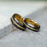 Excellent Black With Gold Color Brushed Tungsten Carbide Ring For Men 6/8mm Wedding Bands Male Engagement Rings