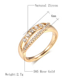 New Hollow Geometric Filled 14K Rose Gold AAA Zircon Diamonds Fashion Rings for Women Personality Party Jewelry