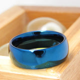 Fashion Domed Polished Finish 8mm Tungsten Carbide Blue Comfort Fit Wedding Bands For Men Women, Engagment Rings