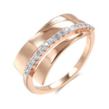 Luxury Design Single Row Glossy Rolled 14K Rose Gold AAA Zircon Diamonds Rings For Women, Elegant Wedding Jewelry