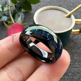 Awesome Blue Crystal Stone Inlaid 4/6/8MM Men's and Women's Comfortable Fit Wedding Tungsten Rings