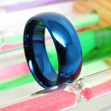 Fashion Domed Polished Finish 8mm Tungsten Carbide Blue Comfort Fit Wedding Bands For Men Women, Engagment Rings