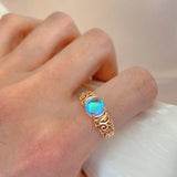 New Arrival Luxury Fashion Texture Gradient Moonstone Filled 14K Rose Gold Fashion Fine Jewelry Rings