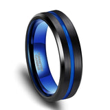 Luxury Mens Wedding Rings 6/8/10mm Tungsten Black With Blue Groove/ Inside Matte Brushed Engagement Wedding Bands
