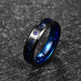 Gorgeous Inlaid Black Dragon 8mm Width 2.3MM Thick Fashion Men's Blue Tungsten Carbide Ring for Wedding