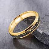 Pleasing Black Inlaid Gold Color Foil 4mm Tungsten Carbide Steel Rings  Wedding Ring for Men and Women Jewelry