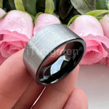 Classic Multiwidth Black Brushed FinishTungsten 6/8/10/12MM Flat Comfort Fit Wedding Band Ring for Men and Women