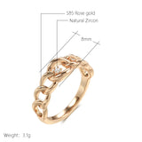 New Arrival High Quality 14K Rolled Rose Gold AAA Zircon Diamonds Curb Chain Rings For Women - Daily Jewelry