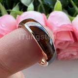 Dark Wood Inlay Domed Polished 8mm 6mm 4mm Men Women Tungsten  Comfort Fit Wedding Band Fashion Jewelry Ring
