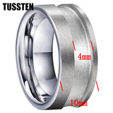 Classic Marvelous Groove Domed Polished 10mm Tungsten Blank Core with 6mm Comfort Fit Rings