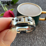 New Arrivals Black CZ Inlay 8MM Tungsten Steel Combination Cool Men's Promise Wedding Bands Rings