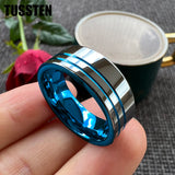 Beautiful 2 Grooves Finish Great Workmanship 8MM Men Women Flat Comfort Fit Wedding Band Tungsten Finger Rings