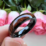 Dark Wood Inlay Domed Polished 8mm 6mm 4mm Men Women Tungsten  Comfort Fit Wedding Band Fashion Jewelry Ring