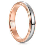 New Arrival Domed Polished Step Rose Gold Color 4mm 6mm 8mm  Comfort Fit Tungsten Carbide Ring - Wedding Band