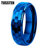 Stepped Finish Great Workmanship 6/8MM Men Women Hammer Ring Stylish Tungsten Comfort Fit Wedding Band