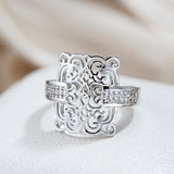 New Luxury Unique Hollow Wide Face Design Filled 14K Rose Gold With AAA Zircon Diamonds Rings Wedding Jewelry